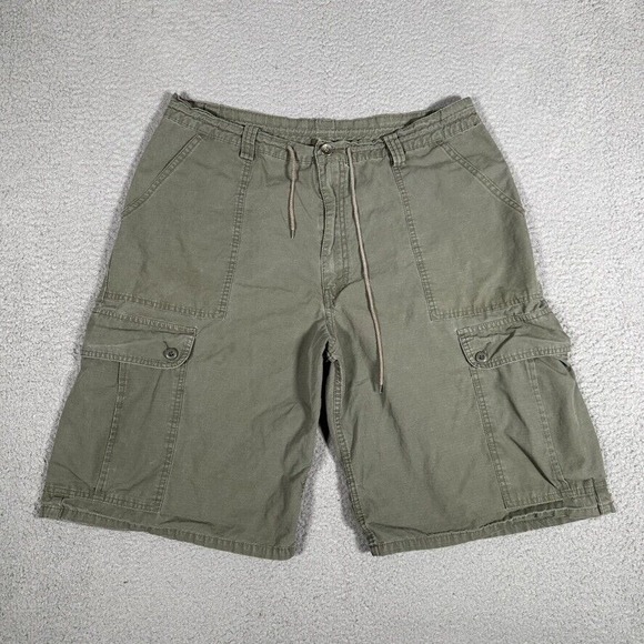 Levis Shorts Mens Large Green 11" Ripstop Cargo‎ Pockets Casual Preppy Y2K Logo - Picture 1 of 11